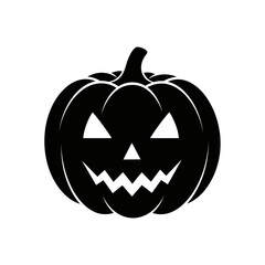 Vector art of silhouette of a scary halloween pumpkin with a spooky face halloween concept with scary pumpkin face