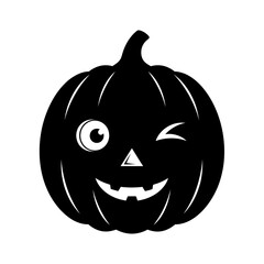 Vector art of funny halloween pumpkin jack o lantern with carved face for holiday autumn fall season celebration