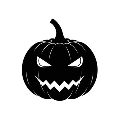 Vector art of scary halloween pumpkin jack o lantern with evil face