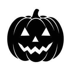 Vector art of black halloween pumpkin jack o lantern with scary face for autumn holiday and october celebration