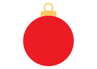 Red Christmas ball isolated on transparent background. Icon of flat style. Symbol single for design. Vector illustration in png format.
