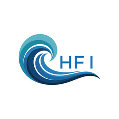 Naklejka premium HFI Modern Wave-Inspired Abstract Logo Design with HFI Text on White Background, HFI Later Logo, 
