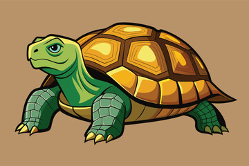 Obraz premium Colorful cartoon turtle with detailed shell design on a simple background