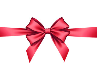 Fototapeta premium Vibrant red ribbon bow and horizontal ribbon on a transparent background, perfect for holiday and gift wrapping designs