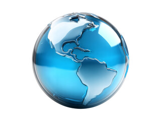 Glass globe earth blue water planet world map, Isolated On white, Png Transparent