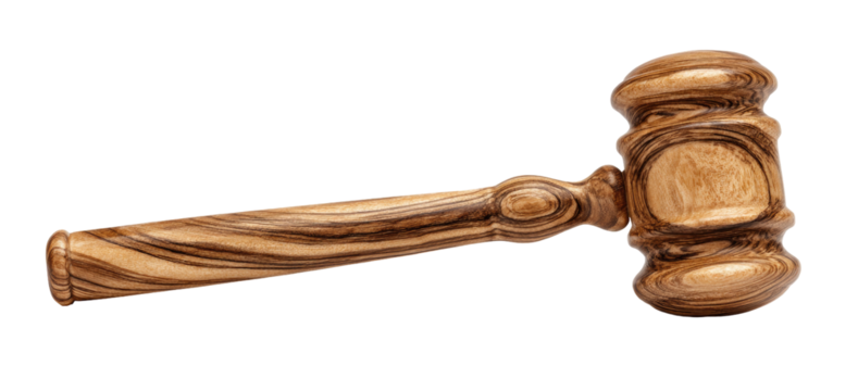 Wooden gavel, light brown with intricate wood grain