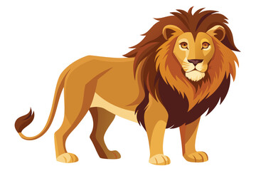 Majestic lion standing proudly in a vibrant cartoon style illustration