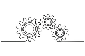 Continuous One-Line Drawing of Two Meshing Gears or Cogs