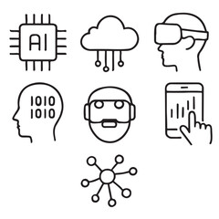 Business concept vector illustration set of cartoon people with speech bubble and idea cloud icons