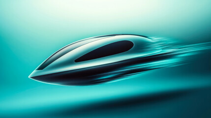 Futuristic underwater vehicle gliding through an ocean setting at high speed, showcasing advanced design and technology