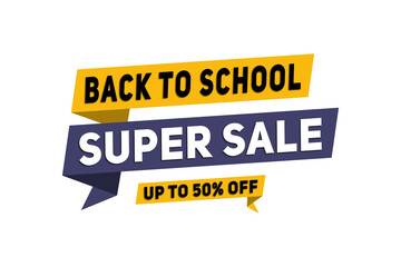 Back to school super sale up to 50 percent off isolated on transparent background