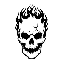 Vector art of a skull with flames, a spooky halloween illustration for a tshirt or other design project