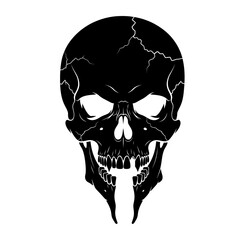 Obraz premium Vector art of cracked skull, a symbol of death, danger, and horror in a gothic style, perfect for tattoos