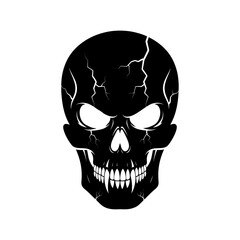 Vector art of evil skull with glowing eyes, a symbol of darkness and terror in a gothic and demonic style
