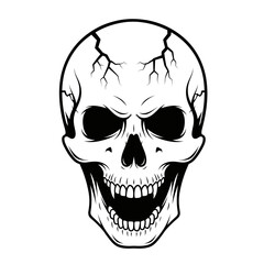 Vector art of skull with fangs, a symbol of death and horror in a gothic and macabre style, a spooky halloween icon