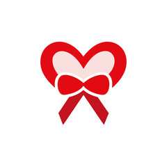 Red Ribbon Bow Icon for Valentine&rsquo;s Day, Romance, and Gift Decoration Design