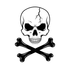 Vector art of skull and crossbones, a classic symbol of danger, death, and piracy, perfect for halloween