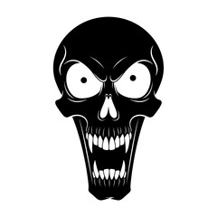 Vector art of cartoonish skull with big eyes and fangs, perfect for halloween or spooky designs and illustrations