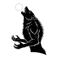 Terrifying Creepy Shadow Werewolf Vector Illustration