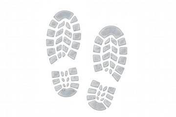 Translucent melting shoe prints creating delicate frosty pattern against light background