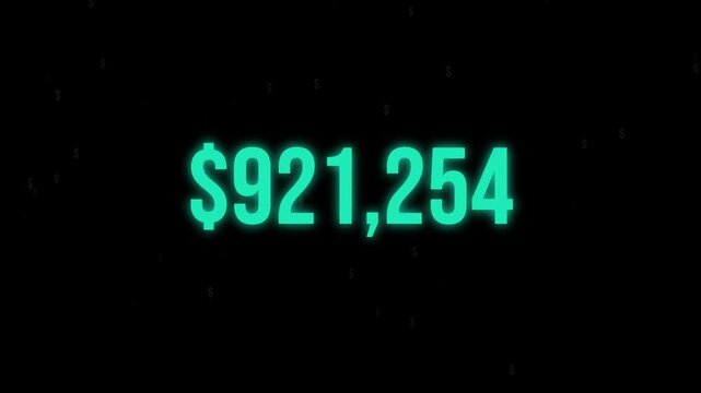One million dollar countdown animation with bold text and money theme representing finance  success  and wealth.