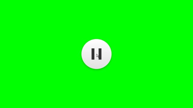 Green screen play and pause icon animation representing media control  audio  video  and streaming visuals.