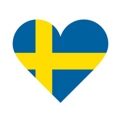 Sweden flag heart icon. Country love symbol