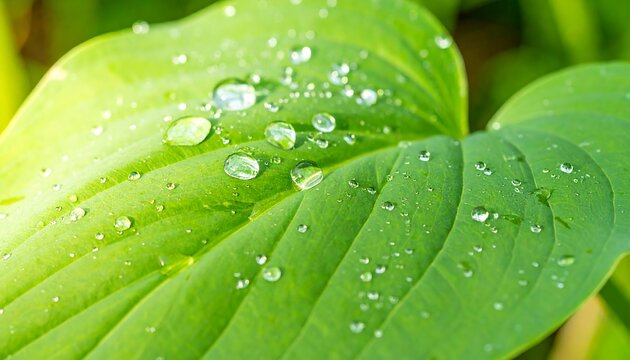 Close-up of a vibrant green leaf with water droplets