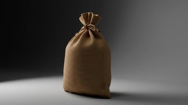 Minimalist jute sack isolated against gradient background