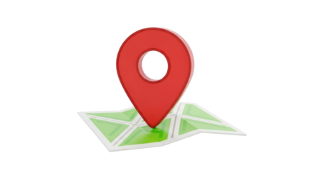 Isolated location pin on a map icon indicates destination or marker with route