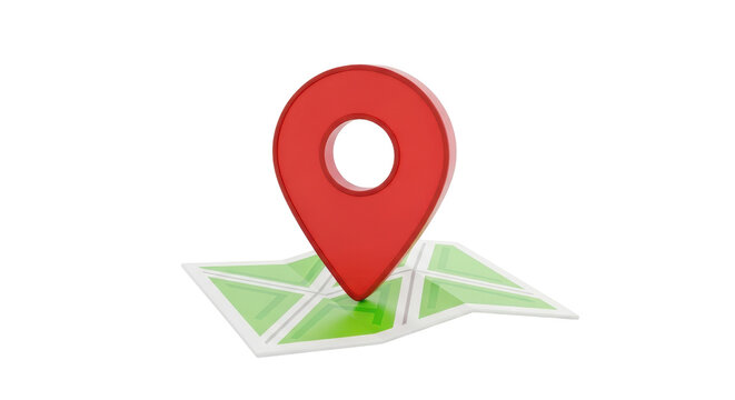 Isolated location pin on a map icon indicates destination or marker with route