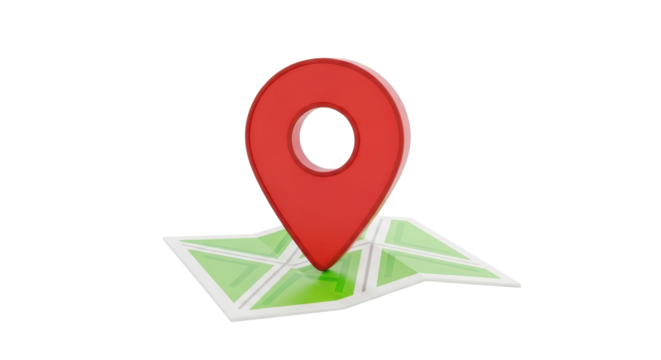Isolated location pin on a map icon indicates destination or marker with route