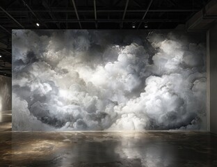Vast, dramatic cloudscape mural