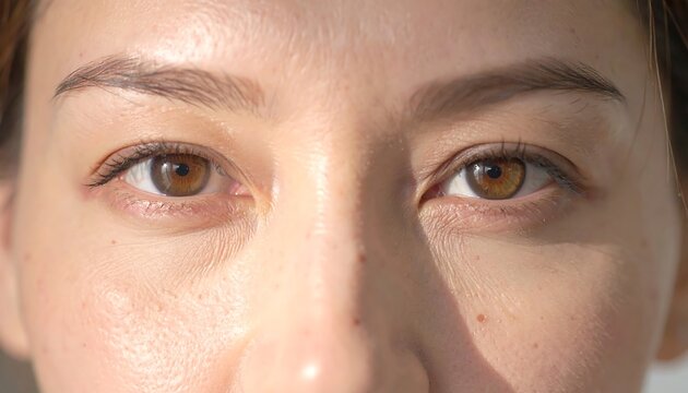 Close-up view of a person's face, eyes front and center