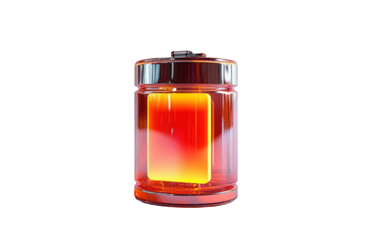 Shiny red personal vaporizer standing upright on a white background for product mockups and design assets