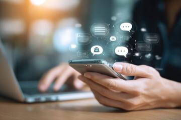 Seamless communication connecting business professionals via modern digital interfaces and mobile devices