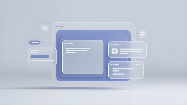 Minimal 3D workflow widgets on seamless background