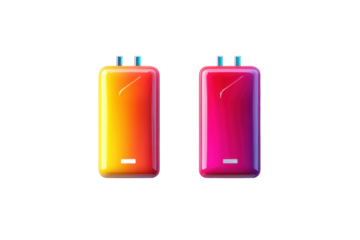 Shiny red personal vaporizer standing upright on a white background for product mockups and design assets