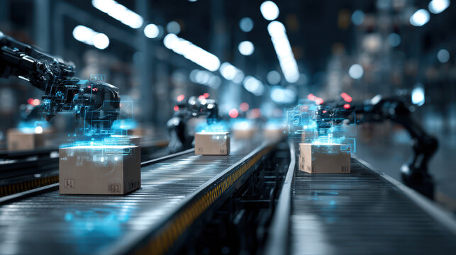 Automation revolution robotics handling packages in a modern warehouse environment