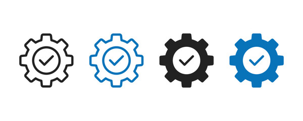 Easy Installation icon vector. Gear and check mark symbol. Quick settings icon. Vector illustration