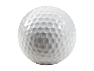 Closeup of a single white golf ball on black background, Isolated On white, Png Transparent