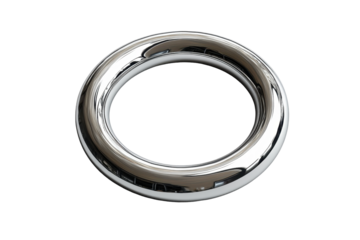 Black circular plastic ring object isolated on white background viewed at an angle, ideal for product mockups and design elements