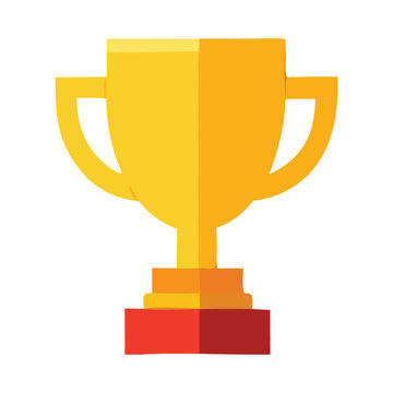 Golden Trophy with Red Base and Yellow Handles on White Background Keywords: trophy, award, winner, prize, gold, golden, cup