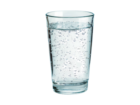 Effervescent tablet dissolving in sparkling water glass, Isolated On white, Png Transparent