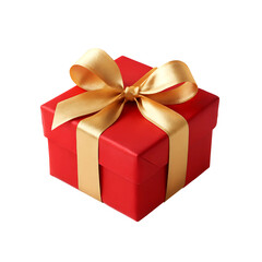 Obraz premium Red Gift Box With Golden Ribbon Transparent PNG