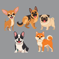 set of dogs cartoon 