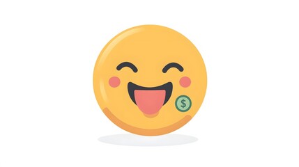 Fototapeta premium Happy face showing tongue with a money sign - Illustration