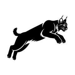 Fototapeta premium lynx jumping in mid-air silhouette vector illustration