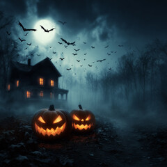 Halloween celebration, ghosts, Halloween lemur, Halloween greeting cards, pumpkin, candy carriage, witch