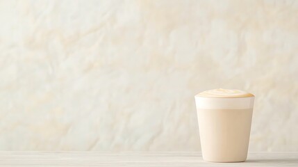 Creamy vanilla milkshake in a tall glass with foam
